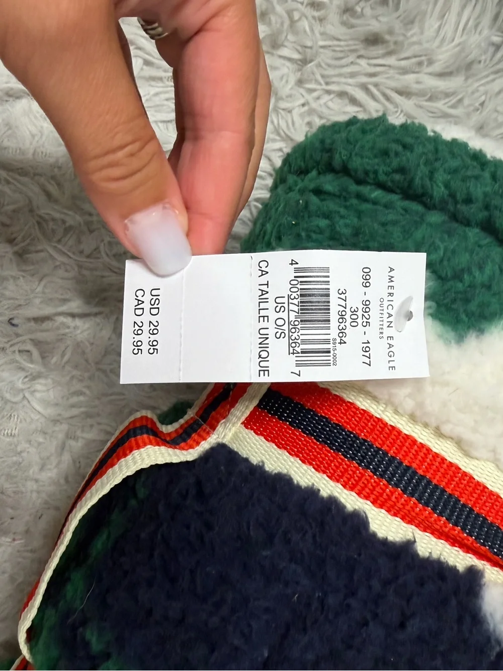 American Eagle Sherpa Blanket Mountain Blue Green Plaid NWT